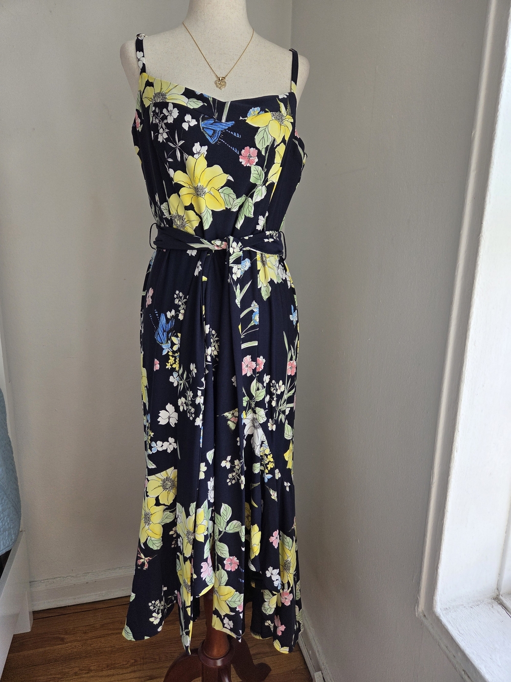 RACHEL Rachel Roy Navy Floral Spaghetti-Strap Maxi Dress